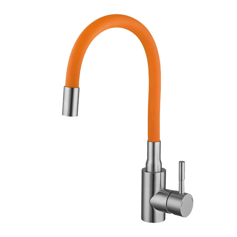 Singola parte girevole di Chrome 360 del miscelatore del rubinetto della cucina della maniglia del tubo flessibile variopinto flessibile