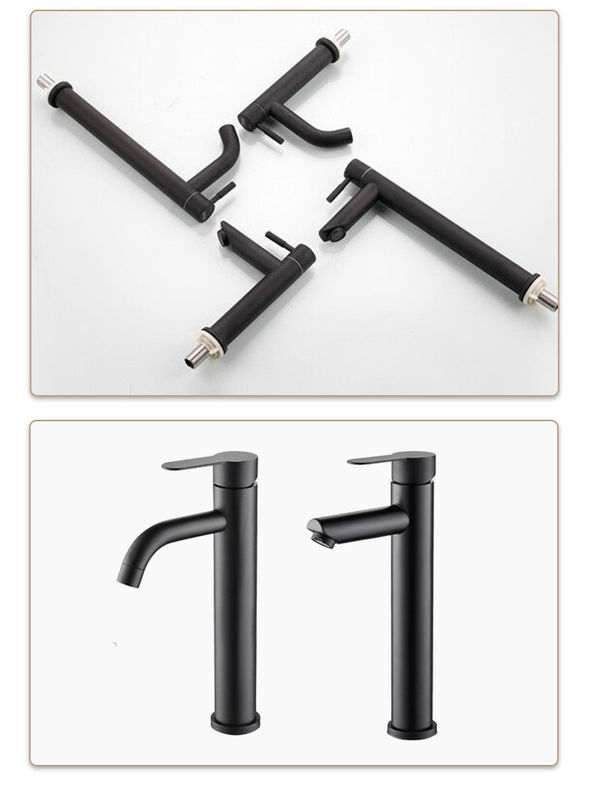 Rubinetti alla moda del bagno di singoli dell'acqua fredda della nave della Unico maniglia di acciaio inossidabile SUS304 tum del bacino in Sn Matte Black