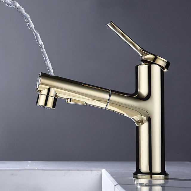 Singolo miscelatore del bacino della maniglia del singolo foro inserito d'ottone 360°Swivel in Grey Matte Black Gold