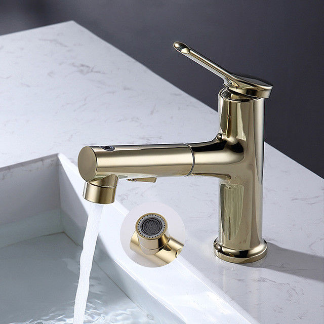Singolo miscelatore del bacino della maniglia del singolo foro inserito d'ottone 360°Swivel in Grey Matte Black Gold