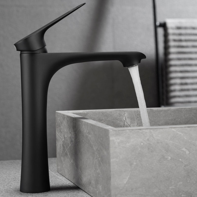 Singolo rubinetto di miscelatore del bacino della maniglia foro d'ottone della nave del singolo in Chrome Matte Black grigio