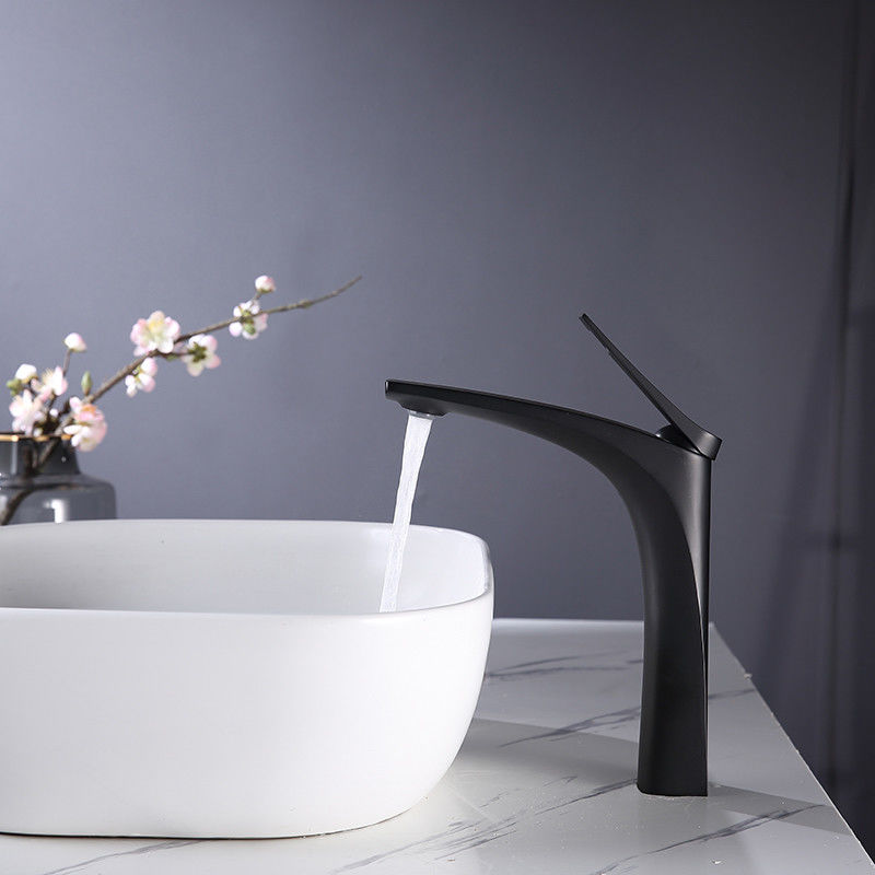 Singolo rubinetto di miscelatore del bacino della maniglia foro moderno d'ottone della nave del singolo in Chrome Matte Black Gold Grey