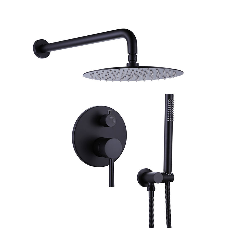 Matte Black Rain Shower Faucets con la doccia della mano combinata con lo spruzzo rotondo della maniglia 1 della testa di doccia 2