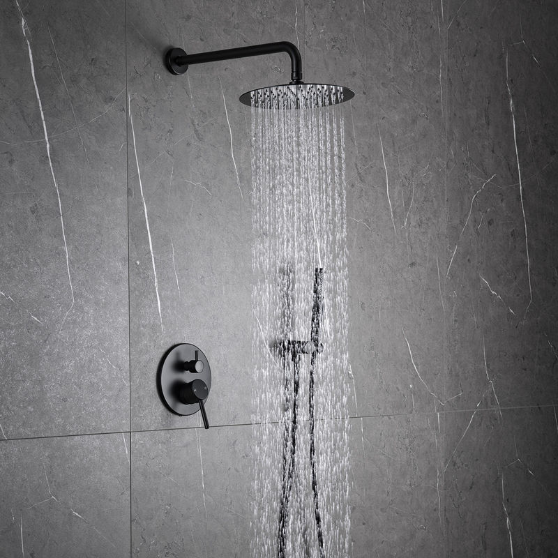 Matte Black Rain Shower Faucets con la doccia della mano combinata con lo spruzzo rotondo della maniglia 1 della testa di doccia 2
